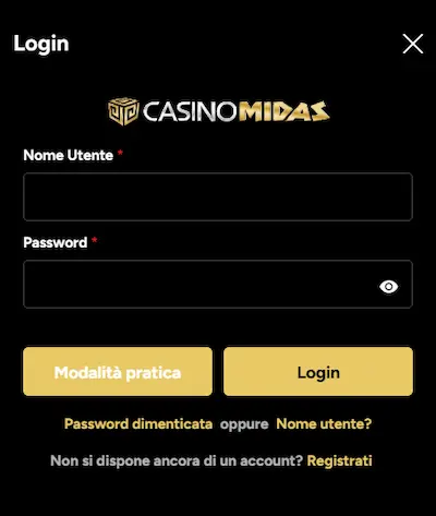 Midas Casino login